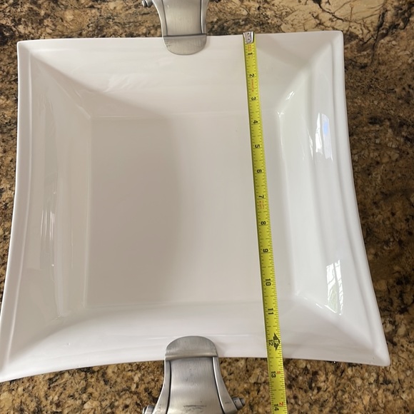 Novel Collection - white and silver antique handle serving dish - Picture 5 of 7